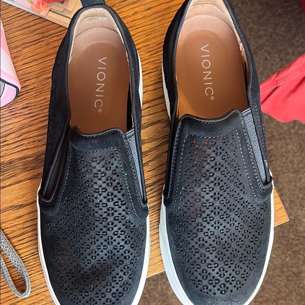 Vionic Perforated Black Slip-Ons